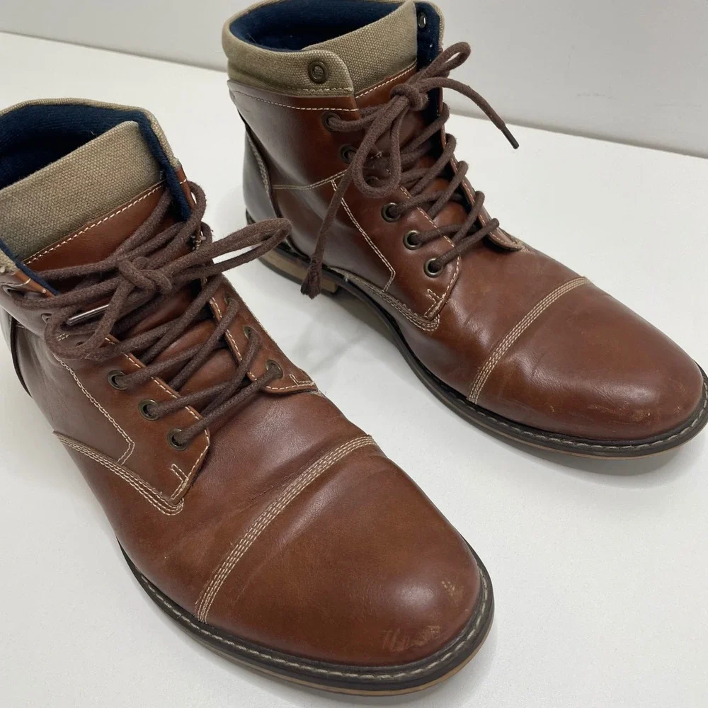 Mountain Creek Mens Brown Faux Leather Cap Toe Lace Up Combat Chukka Boots 9.5 M